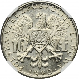 PRÓBA NIKIEL, 10 złotych 1970 Byliśmy-Jesteśmy-Będziemy - NGC MS66