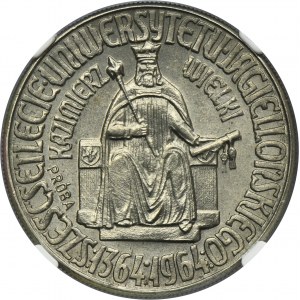 PRÓBA NIKIEL, 10 złotych 1964 Kazimierz Wielki - NGC MS64 - wypukły napis na awersie