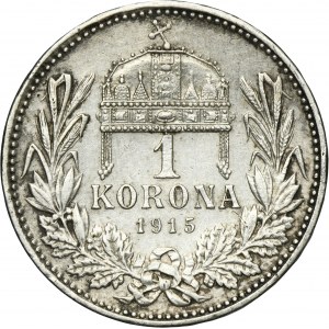 Hungary, Franz Josef I, 1 Corona Kremnitz 1915 KB