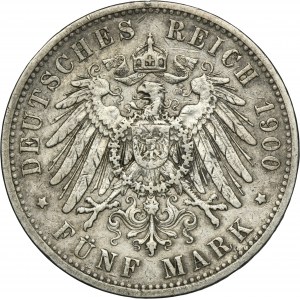Germany, Kingdom of Prussia, Wilhelm II, 5 Mark Berlin 1900 A