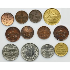 Set, Free City of Danzig, pfennig and gulden (12 pcs.)
