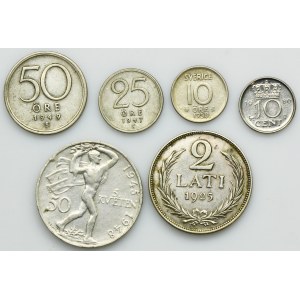 Set, Czechoslovakia, Latvia and Sweden, Mix of coins (6 pcs.)