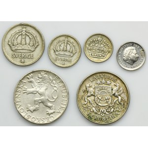 Set, Czechoslovakia, Latvia and Sweden, Mix of coins (6 pcs.)
