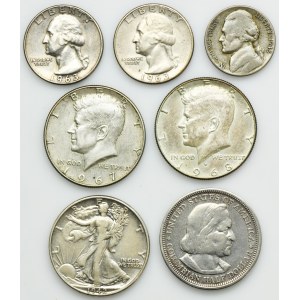 Set, USA, 5 Cents, 1/4 Dollar et 1/2 Dollar (7 pièces).