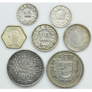 Set, Belgium, France, Switzerland and Egypt, Mix of coins (7 pcs.)