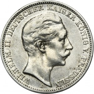 Germany, Kingdom of Prussia, Wilhelm II, 3 Mark Berlin 1909 A