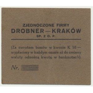 Kraków, Zjednoczone Firmy Drobner, 1 korona 1919 - blankiet