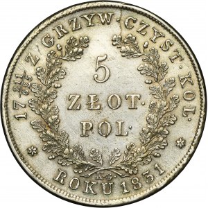 Novembrové povstanie, 5 zlotých Varšava 1831 KG