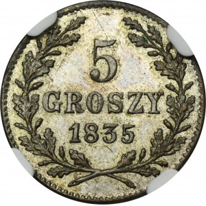 Ville libre de Cracovie, 5 groszy 1835 - NGC MS63