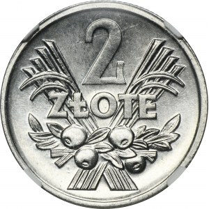 2 złote 1970 Jagody - NGC MS65 - zaokrąglony daszek