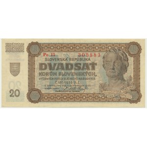 Slovaquie, 20 couronnes 1942