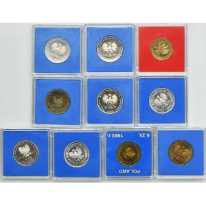 Sada, PRL, 1 zlotý, 5 zlotých a 10 zlotých (10 kusov).