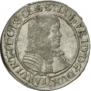 Silesia, Duchy of Oels, Sylvius Friedrich, 6 Kreuzer Oels 1674 SP