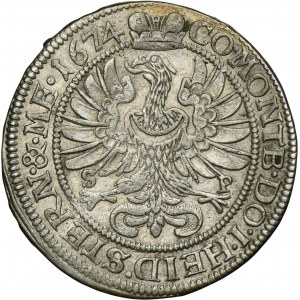Silesia, Duchy of Oels, Sylvius Friedrich, 6 Kreuzer Oels 1674 SP