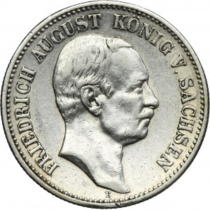 Germany, Kingdom of Saxony, Friedrich August III, 2 Mark Muldenhütten 1907 E