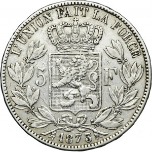 Belgium, Leopold II, 5 Francs Brussels 1873