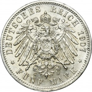 Germany, Prussia Kingdom, Wilhelm II, 5 Mark Berlin 1907 A