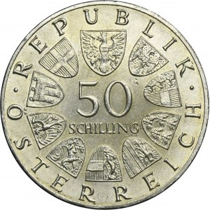 Austria, II Republic, 50 Schilling Wien 1967 - 100th Anniversary - Waltz On the Beautiful Blue Danube