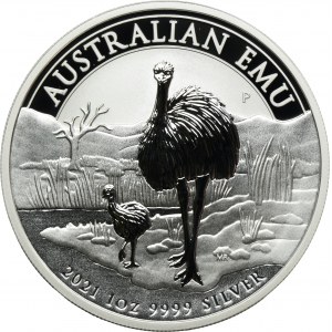 Austrália, Elizabeth II, 1 dolár Perth 2021 P - Emu