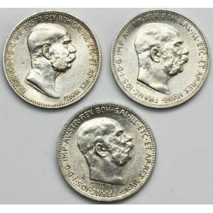 Set, Austria, Franz Joseph I, 1 Corona Wien (3 pcs.)