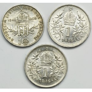 Set, Austria, Franz Joseph I, 1 Corona Wien (3 pcs.)