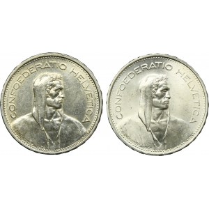 Set, Switzerland, 5 Francs Bern 1966 B (2 pcs.)
