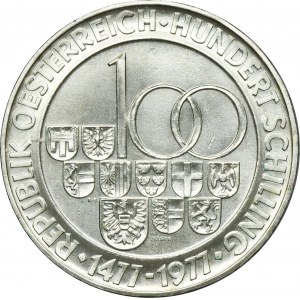 Austria, Second Republic, 100 Schilling Wien 1977 - Hall Mint