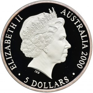 Australie, Elizabeth II, $5 Perth 2000 P - lézard à collerette