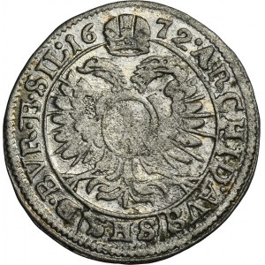 Silesia, Habsburg rule, Leopold I, 1 Kreuzer Breslau 1672 SHS