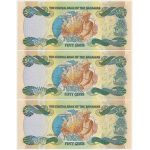 Bahamas, 50 Cents 2001 (3 pcs.) - consecutive numbers.