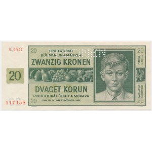 Bohemia & Moravia, 20 Korun 1944 - SPECIMEN