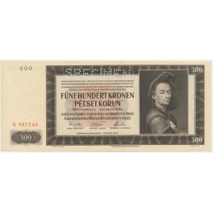 Bohemia & Moravia, 500 Korun 1942 - I issue - SPECIMEN -