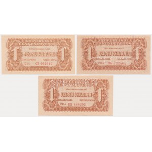 Czechoslovakia, 1 Koruna 1944 (3 pcs.)