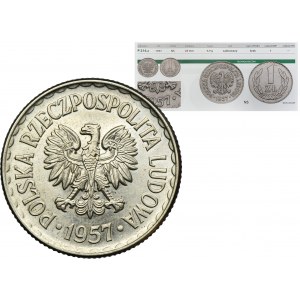 PRÓBA NOWE SREBRO, 1 złoty 1957 - RZADKOŚĆ