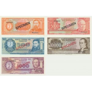 Paraguay, 100-10.000 Guaranies (1963) (5 pcs.) - SPECIMEN