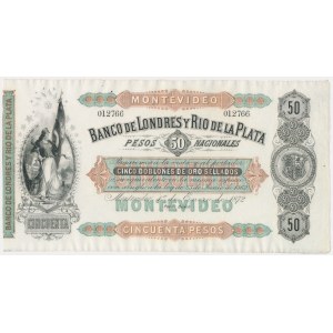Uruguay, Banco de Londres y Río de La Plata, 50 Pesos 1872