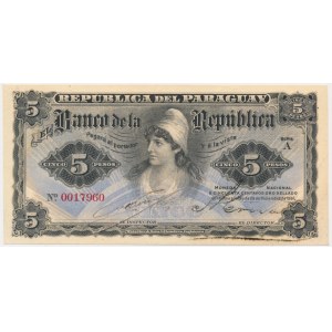 Paraguay, 5 Pesos 1907