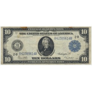 USA, Blue Seal, New York, 10 Dollars 1914 - 2B - White & Mellon -