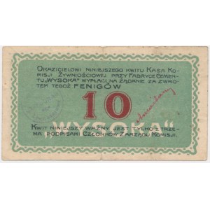 Wysoka, Komisja Żywnościowa, 10 fenigów 1917