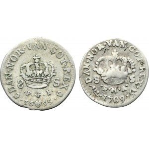 Ensemble, Danemark et Norvège, Christian V et Frédéric IV, 8 Skilling (2 pièces)