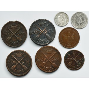 Lot, Denmark and Sweden, Mix of coins (8 pcs.)