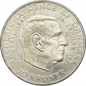 Denmark, Margaret II, 10 Kroner Copenhagen 1972 - Death of Frederick IX and the accession of Margaret II to the throne