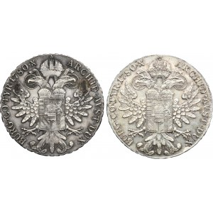 Súprava, Rakúsko, Maria Theresa, Thaler Viedeň 1780 SF (2 kusy).