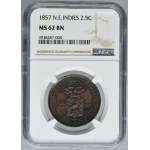 Netherlands East Indies, Willem III, 2 1/2 Cent Utrecht 1857 - NGC MS62 BN