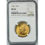 USA, 10$ Philadelphie 1932 - Tête d'Indien - NGC MS64