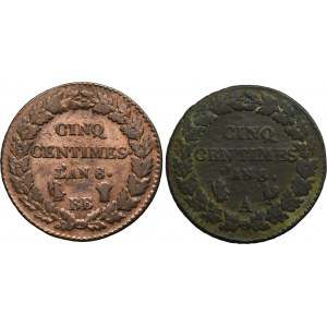 Lot, France, I Republic, 5 Centimes 1799 (2 pcs.)