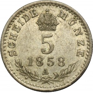 Austria, Franz Joseph I, 5 Kreuzer Wien 1858 A
