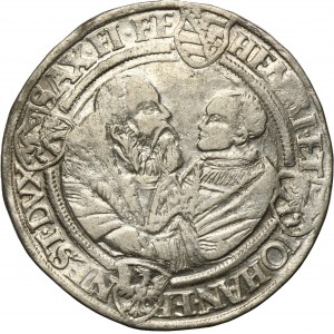 Allemagne, Electorat de Saxe, Jean Frédéric, Henri et Jean Ernest, Thaler Buchholz 1539 - RARE