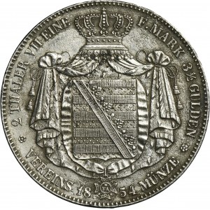 Germany, Kingdom of Saxony, Friedrich Augustus II, 2 Thaler Dresden 1854 F