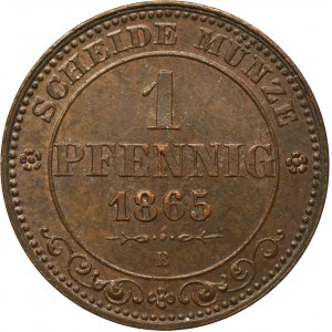 Germany, Saxony, Johann V, 1 Pfennig Dresden 1865 B - ex. Dr. Max Blaschegg